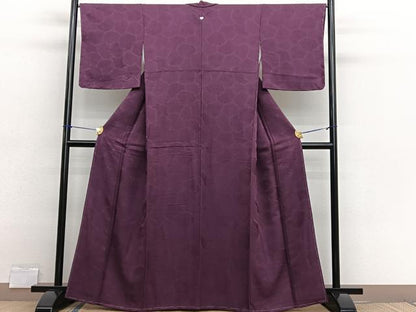平和屋着物■上質な色無地　切嵌地紋　暗紅色　正絹　逸品　未使用　BAAX2683hv