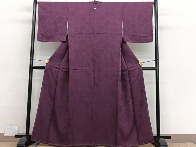 平和屋着物■上質な色無地　切嵌地紋　暗紅色　正絹　逸品　未使用　BAAX2683hv