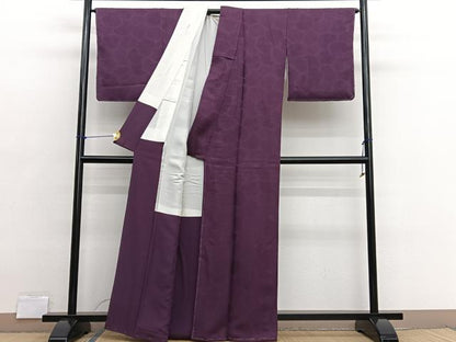 平和屋着物■上質な色無地　切嵌地紋　暗紅色　正絹　逸品　未使用　BAAX2683hv