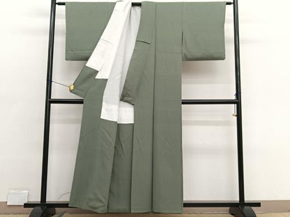 平和屋着物■上質な色無地　麹塵色　正絹　逸品　BAAX2693hv