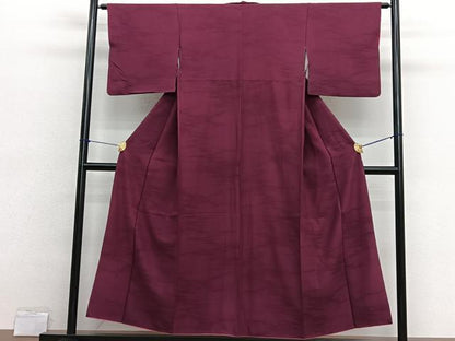 平和屋着物■上質な色無地　芝草地紋　海老茶色　正絹　逸品　BAAX2700hv