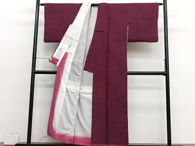 平和屋着物■上質な色無地　芝草地紋　海老茶色　正絹　逸品　BAAX2700hv