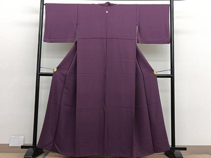 平和屋着物■上質な色無地　渦巻き地紋　鳶紫色　正絹　逸品　BAAX2702hv