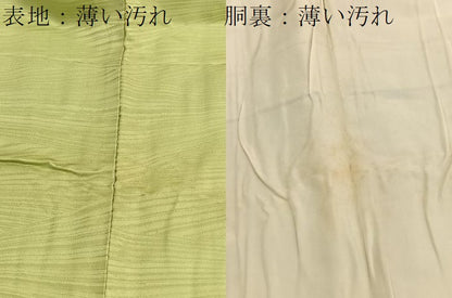 平和屋着物■上質な色無地　幾何学地紋　抹茶色　正絹　逸品　BAAX2703hv