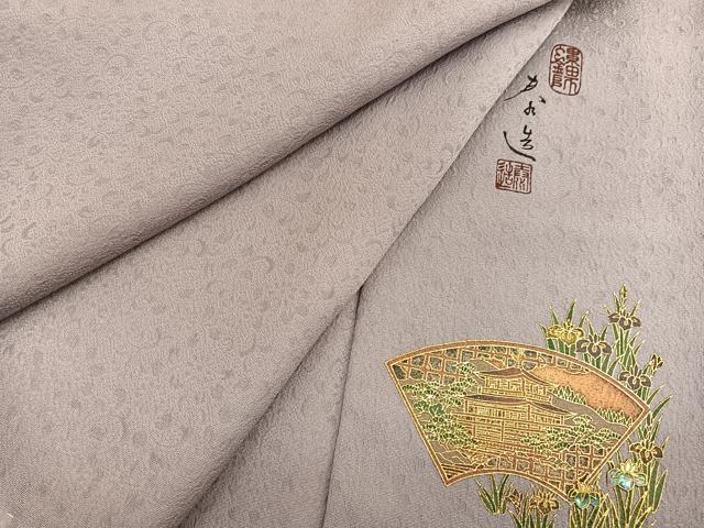 平和屋着物●螺鈿作家　甲斐泰造監修　色無地　ふくれ織　花唐草地紋　梅染色　正絹　逸品　未使用　BAAX2705hv