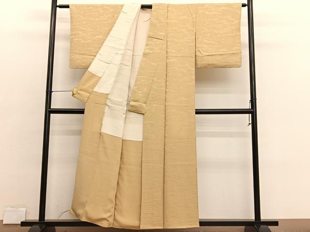 平和屋着物■上質な色無地　瑞雲地紋　飴色　正絹　逸品　BAAX2706hv