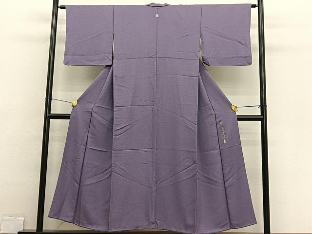 平和屋着物■上質な色無地　作家物　紋意匠　葡萄鼠色　本草木染　正絹　逸品　BAAX2707hv