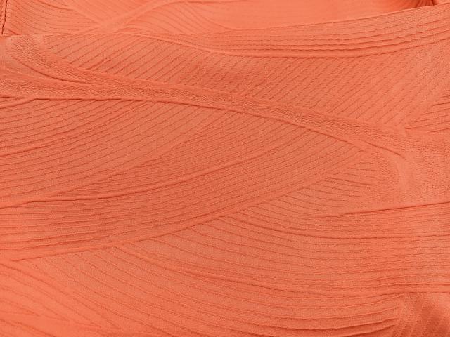 平和屋着物■上質な色無地　ふくれ織　流水地紋　鉛丹色　三越扱い　正絹　逸品　BAAX2708hv