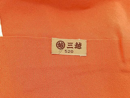 平和屋着物■上質な色無地　ふくれ織　流水地紋　鉛丹色　三越扱い　正絹　逸品　BAAX2708hv