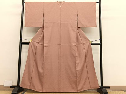 平和屋着物■上質な色無地　小花地紋　土器色　正絹　逸品　BAAX2710hv