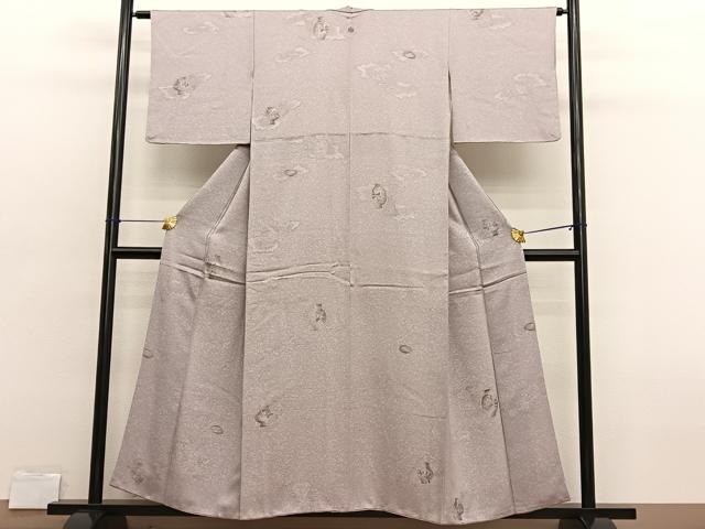 平和屋着物■上質な小紋　地紋起こし　陶器花文　暈し染め　正絹　逸品　BAAX2713hv