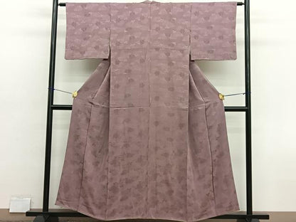 平和屋着物■上質な色無地　菊地紋　赭色　正絹　逸品　BAAX2717hv