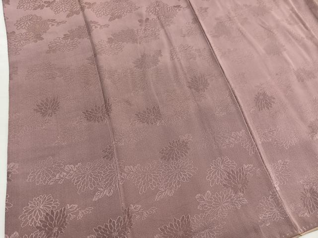平和屋着物■上質な色無地　菊地紋　赭色　正絹　逸品　BAAX2717hv