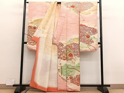 平和屋着物■豪華振袖　駒刺繍　雲取り花文　金銀彩　正絹　逸品　BAAX2719hv
