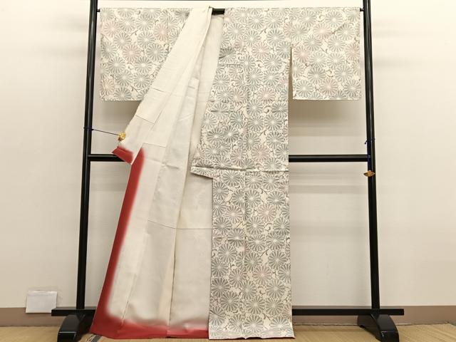 平和屋着物■上質な紬　花唐草文　正絹　逸品　BAAX2722hv