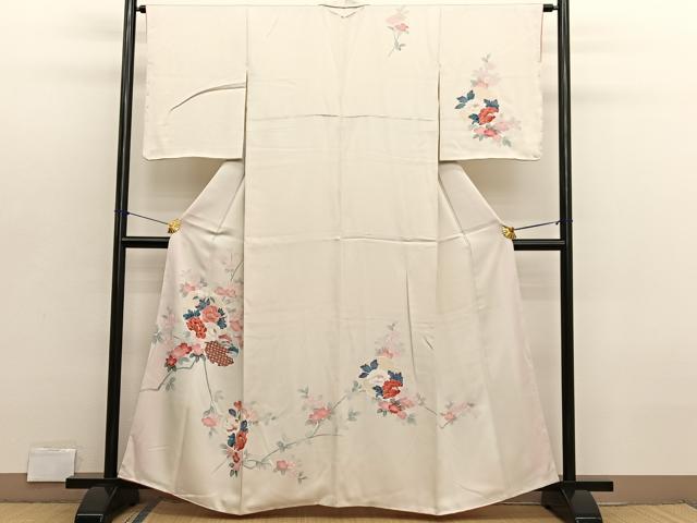 平和屋着物■訪問着　友禅　雪輪花文　正絹　逸品　BAAX2724hv