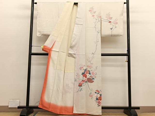 平和屋着物■訪問着　友禅　雪輪花文　正絹　逸品　BAAX2724hv