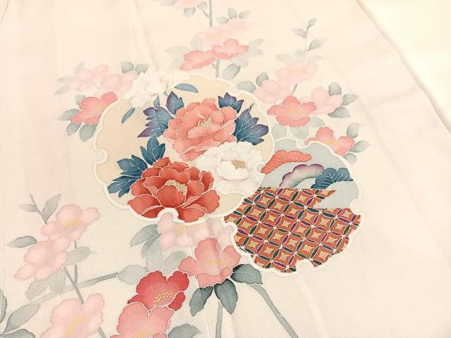 平和屋着物■訪問着　友禅　雪輪花文　正絹　逸品　BAAX2724hv