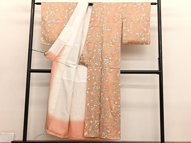 平和屋着物■上質な小紋　枝花文　暈し染め　金彩　正絹　逸品　BAAX2727hv