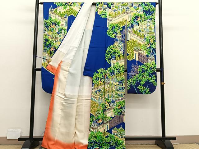 平和屋着物●豪華振袖　西洋飛鳥風景文　金彩　正絹　逸品　BAAX2737hv