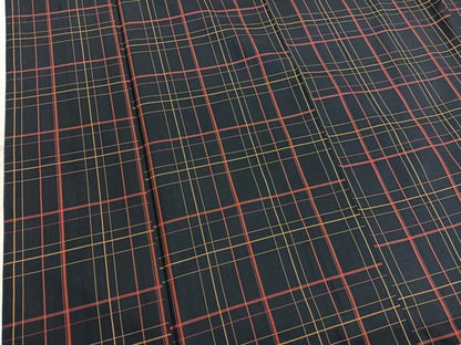 平和屋着物■本場縞大島紬　格子柄　正絹　逸品　BAAX2740hv