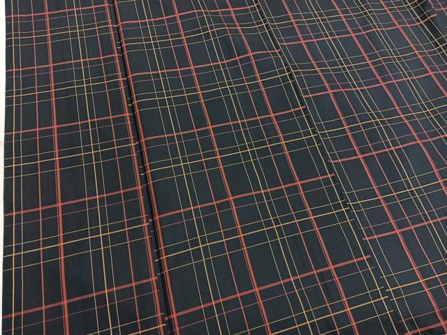 平和屋着物■本場縞大島紬　格子柄　正絹　逸品　BAAX2740hv