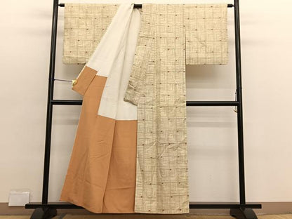 平和屋着物■上質な紬　幾何学文様　正絹　逸品　BAAX2742hv