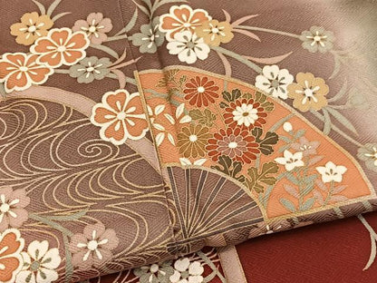 平和屋着物■訪問着　流水扇面花文　暈し染め　金彩　正絹　逸品　BAAX2744hv