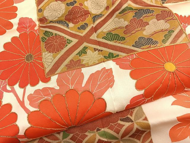 平和屋着物■豪華振袖　駒刺繍　色紙有職花文　金彩　正絹　逸品　BAAX2745hv