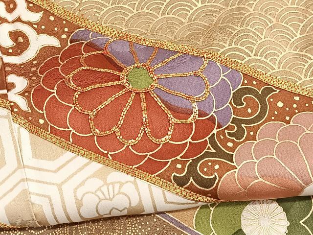 振袖 フルセット6点サイズＬ豪華振袖　駒刺繍　文箱花文　金彩　正絹 平和屋着物□豪華振袖 駒刺繍 熨斗有職花文 金彩 正絹 逸品 BAAX2746hv