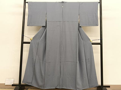 平和屋着物■友禅師・京の名工・伝統工芸士・樽本伊勢蔵監修　色無地　錫色　正絹　逸品　BAAX2747hv