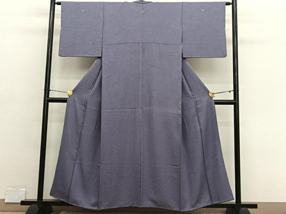 平和屋着物■上質な色無地　流水草花地紋　鳩羽色　正絹　逸品　BAAX2749hv