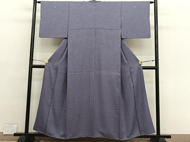 平和屋着物■上質な色無地　流水草花地紋　鳩羽色　正絹　逸品　BAAX2749hv