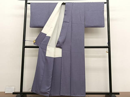 平和屋着物■上質な色無地　流水草花地紋　鳩羽色　正絹　逸品　BAAX2749hv