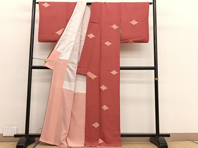 平和屋着物■上質な小紋　地紋起こし　花菱文　正絹　逸品　BAAX2750hv