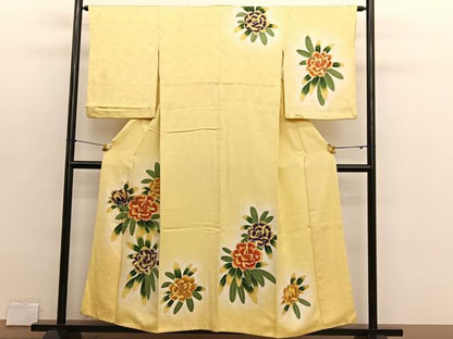 平和屋着物■訪問着　駒刺繍　草花文　暈し染め　金彩　正絹　逸品　BAAX2752hv