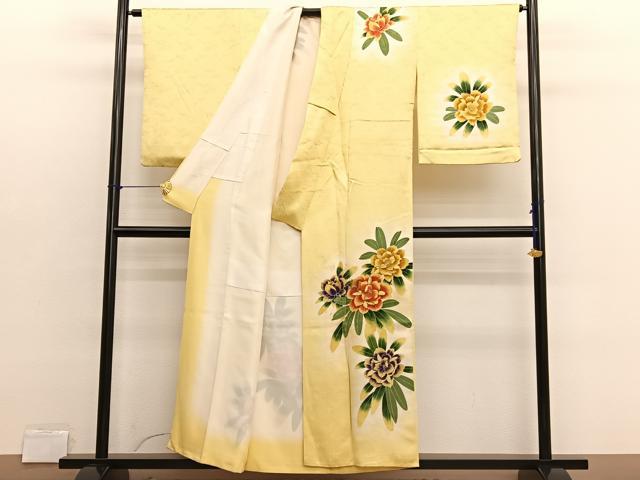 平和屋着物■訪問着　駒刺繍　草花文　暈し染め　金彩　正絹　逸品　BAAX2752hv