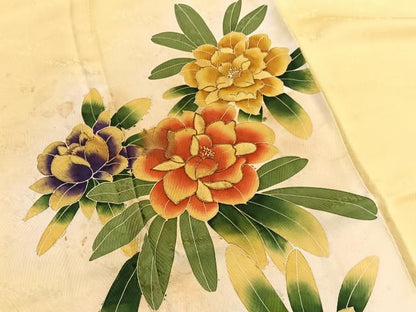 平和屋着物■訪問着　駒刺繍　草花文　暈し染め　金彩　正絹　逸品　BAAX2752hv