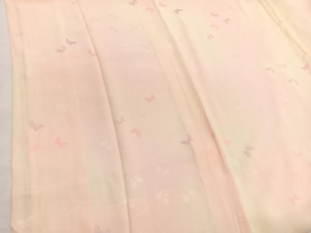 平和屋着物■長襦袢　袷　地紋起こし　舞蝶文　暈し染め　正絹　逸品　BAAX2756hv