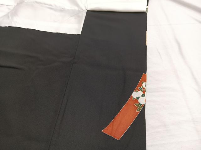 平和屋着物■豪華黒留袖　駒刺繍　文箱鶴花文　金彩　正絹　逸品　BAAX2759hv
