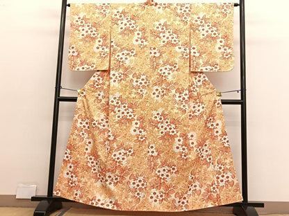 平和屋着物■小紋　草花文　洗える着物　未使用　BAAX2764hv