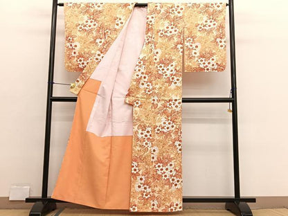 平和屋着物■小紋　草花文　洗える着物　未使用　BAAX2764hv