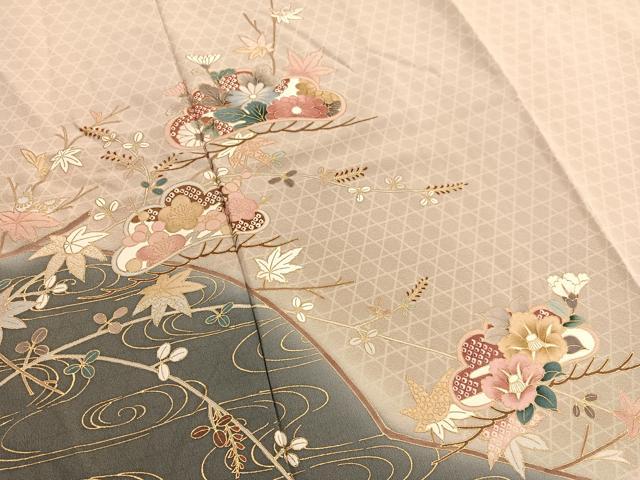 平和屋着物■訪問着　竜田川松花文　暈し染め　金彩　正絹　逸品　BAAX2768hv