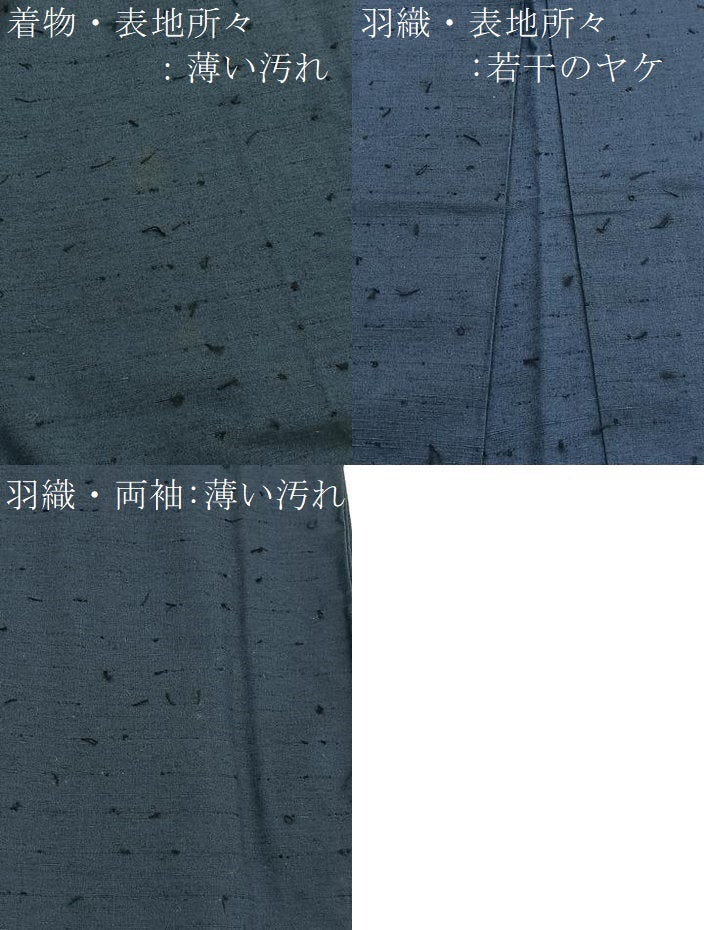 平和屋着物■男性　髭紬　アンサンブル　霞文　正絹　逸品　BAAX2765hv