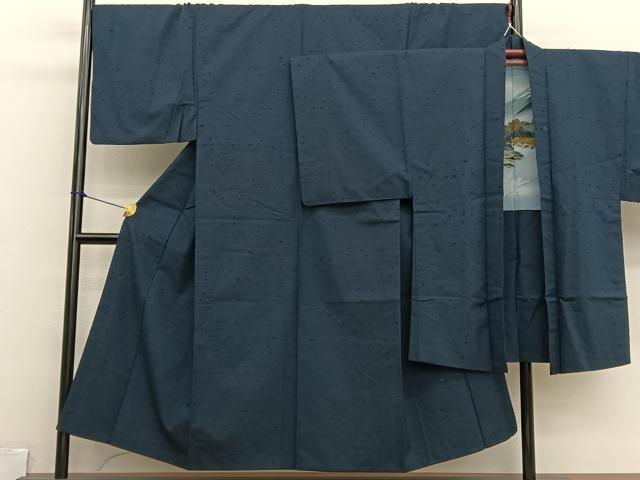 平和屋着物■男性　髭紬　アンサンブル　霞文　正絹　逸品　BAAX2765hv