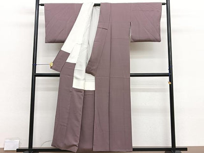 平和屋着物■上質な色無地　梅染色　正絹　逸品　BAAX2771hv