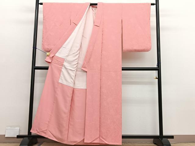 平和屋着物■上質な色無地　舞花地紋　東雲色　正絹　逸品　未使用　BAAX2772hv