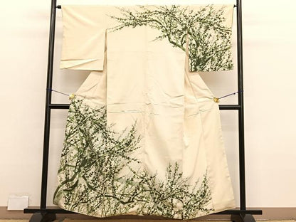 平和屋着物■訪問着　寿光織　枝花文　金糸　正絹　逸品　BAAX2774hv
