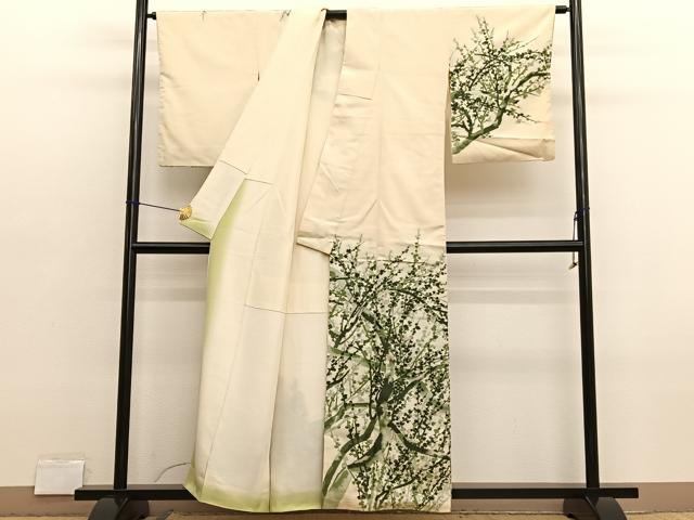 平和屋着物■訪問着　寿光織　枝花文　金糸　正絹　逸品　BAAX2774hv