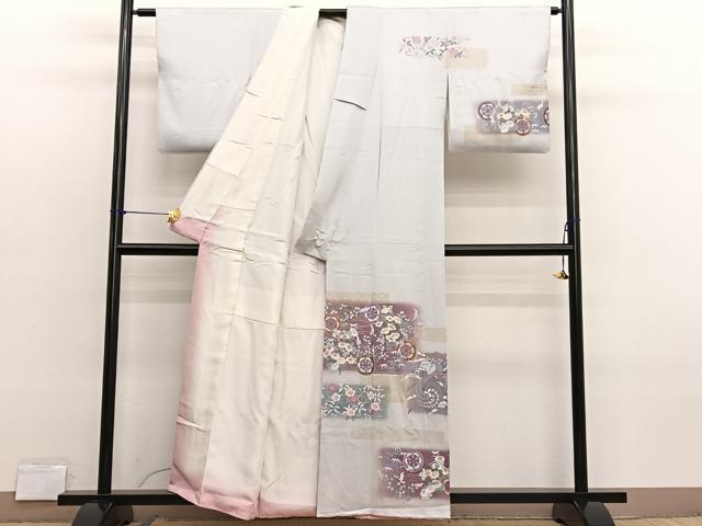 平和屋着物■訪問着　源氏車花文　暈し染め　金彩　正絹　逸品　BAAX2776hv